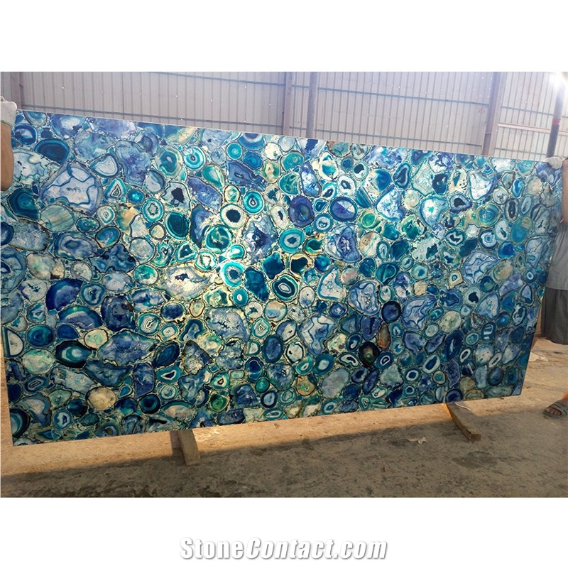 Gemstone Slab Backlit Blue Agate Board