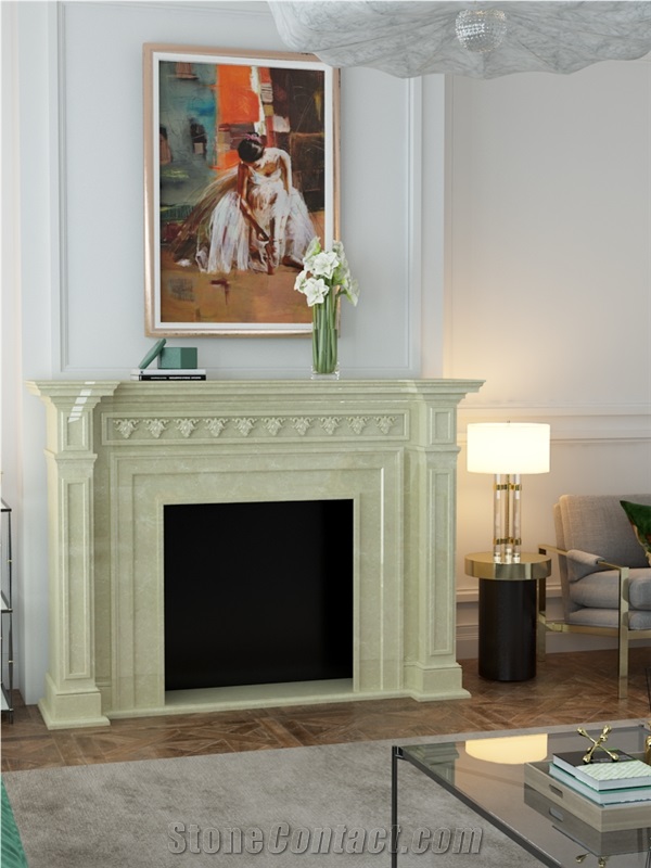 Beige Artificial Marble Fireplace
