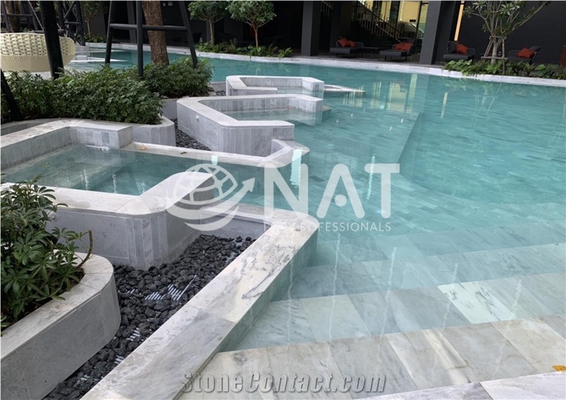 Vietnam Light Grey Marble - Tribeca Marble Sanded Pool Paver