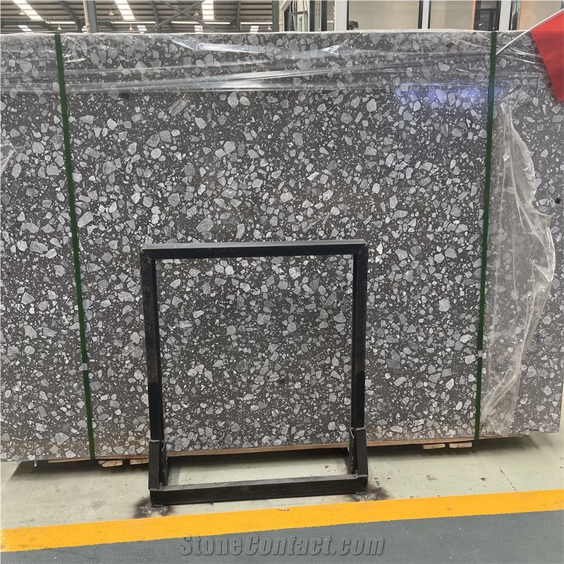 Artificial Polished Grey Terrazzo Stone Slabs For Floor Wall