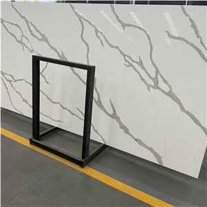 Good Design Calacatta White Quartz Slab For Hotel Wall Decor