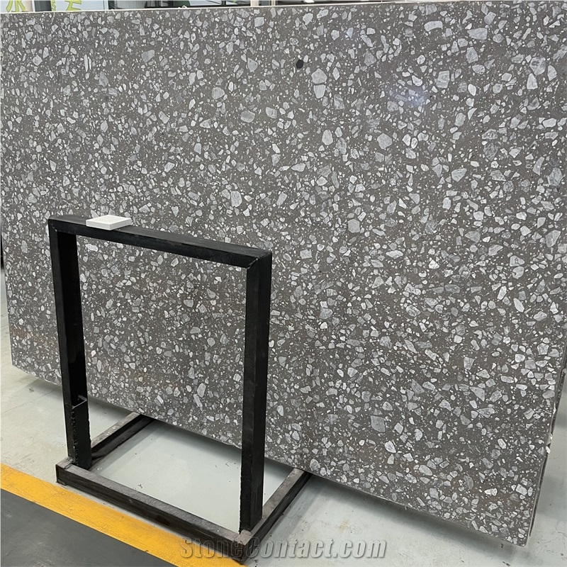 Home Decor Material Grey Terrazzo Stone Slabs Tile For Floor