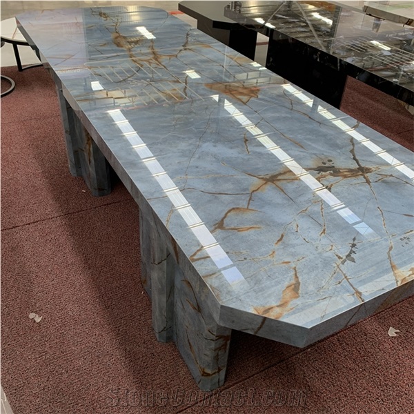 Luxury Blue Artificial Sintered Stone Dining Table