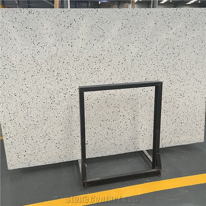 White Terrazzo Stone Slab Customized For Floor Wall Tiles