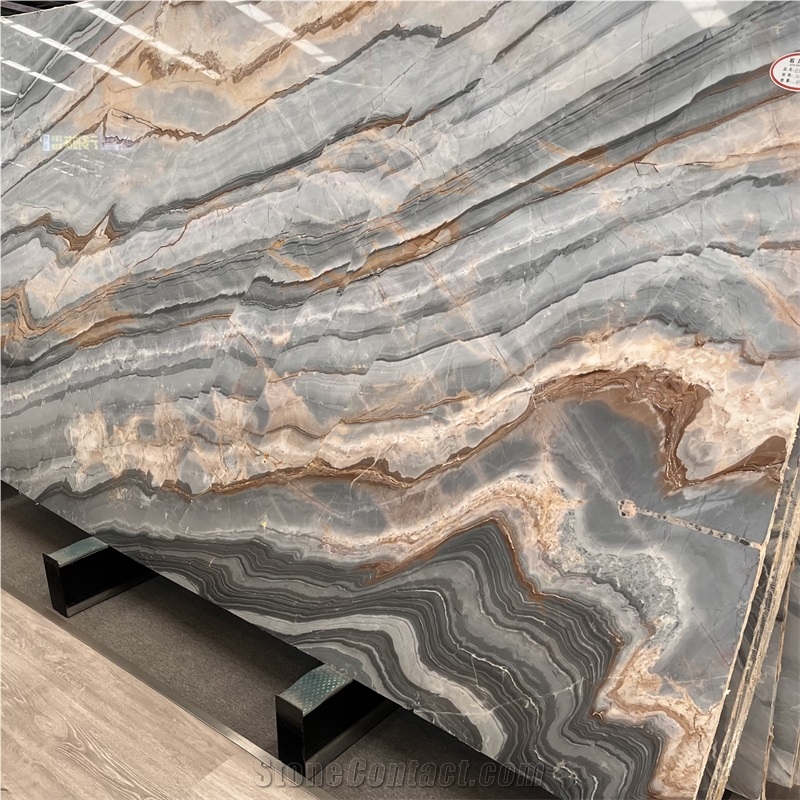 Book Match Impression Lafite Marble Slabs For Wall Design