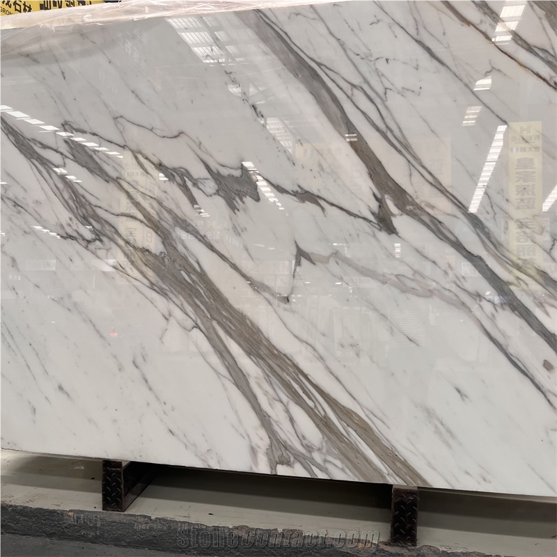 Calacatta White Marble Slab With Grey Veins For Hotel Wall