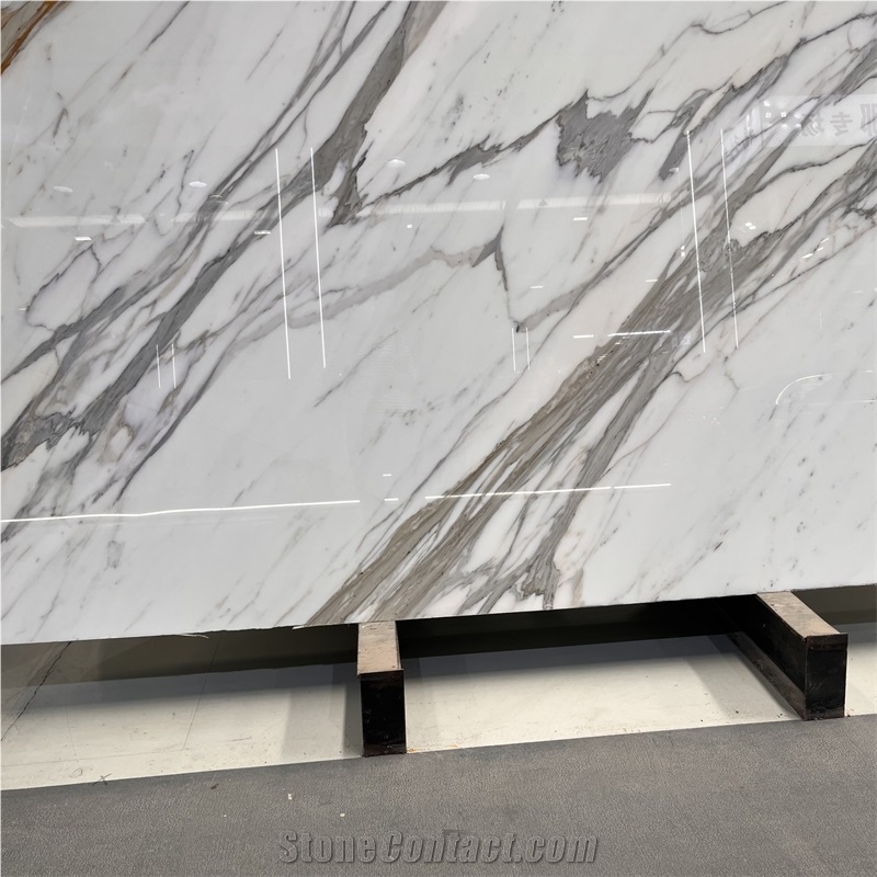Calacatta White Marble Slab With Grey Veins For Hotel Wall