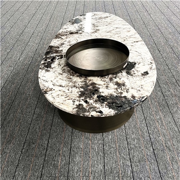 Custom Stainless Steel Leg Oval Granite Table For Home Hotel