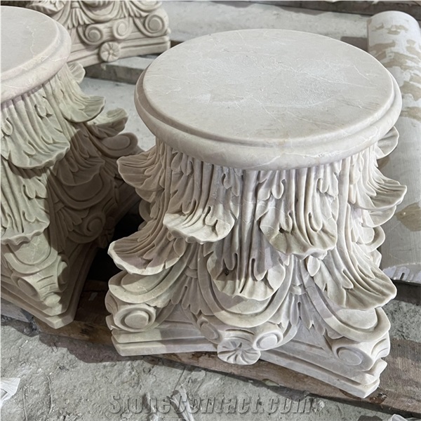 High Quality Hand Carved Marble Column Capital Stone Pillar