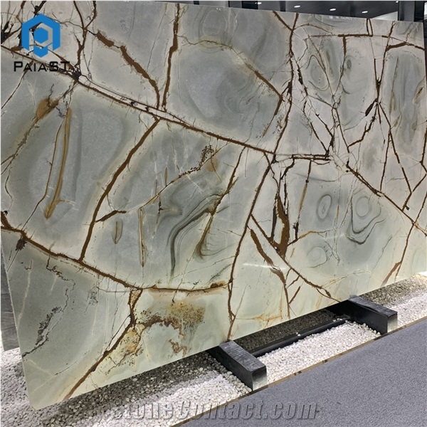 Natural Bookmatched Roman Impression Blue Quartzite For Wall