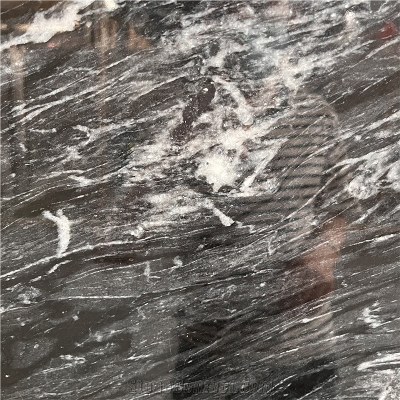 Natural Dark Grey Marble Slabs Wirh White Veins Floor Tiles
