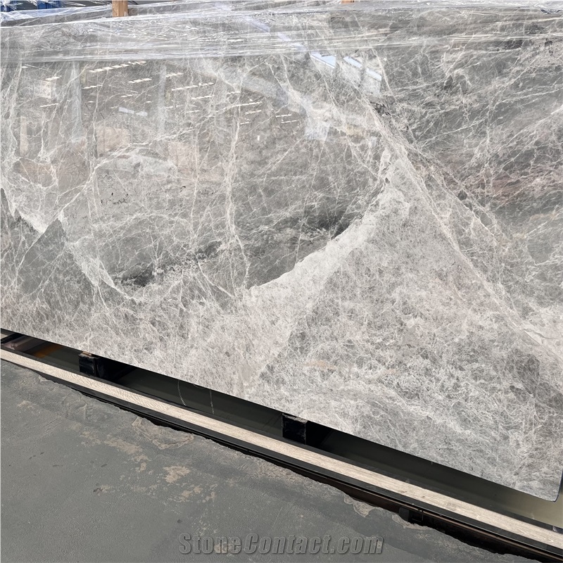 Natural Silver Mink Marble Slab With White Veins Floor Tiles