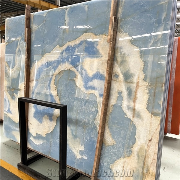 Top Quality Transparent Blue Onyx Slab For Wall Decor
