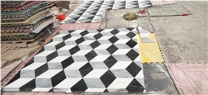 Diamond Waterjet Cuts Marble 3D Floor Carpet Medallions Tile