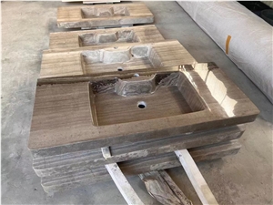 Grey Marble Athen Wood Grain Bathroom Rectangle Wash Basin