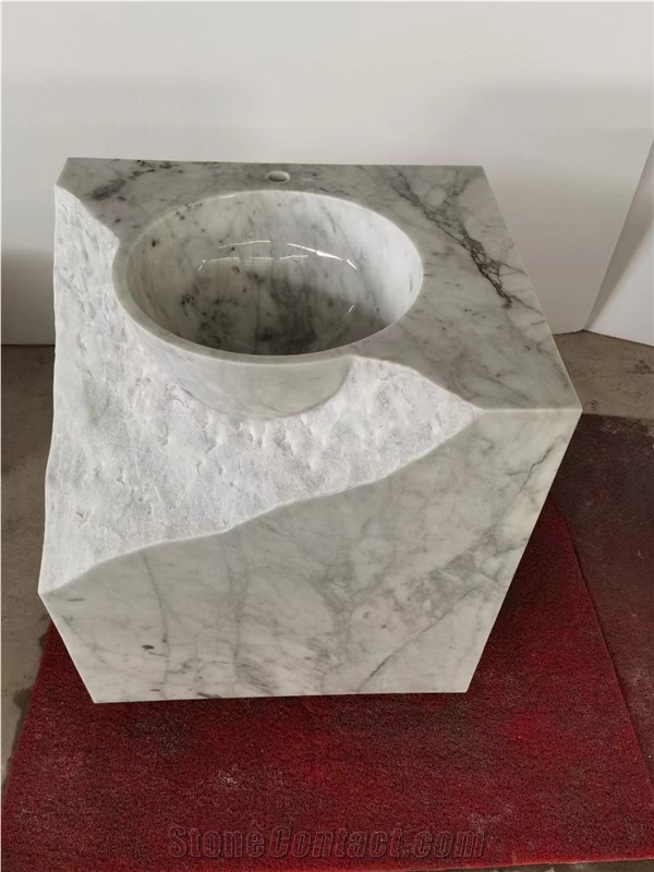 Marble Crema Marfil Bathroom Counter Sink Stone Wash Basin