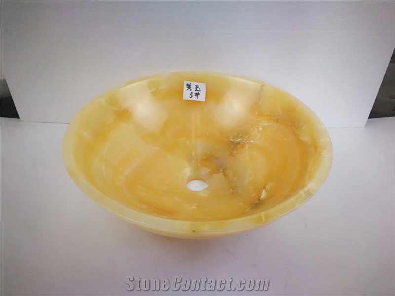 Stone Design Bathroom Sink Honey Onyx Round Counter Basins
