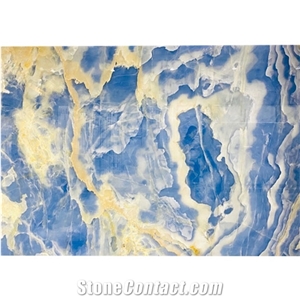Blue Onyx With Blue Background And White And Yellow Veins