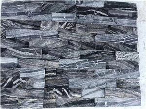 Antique Wood Cultural Stone Ledgger Panel Black Wooden Stone