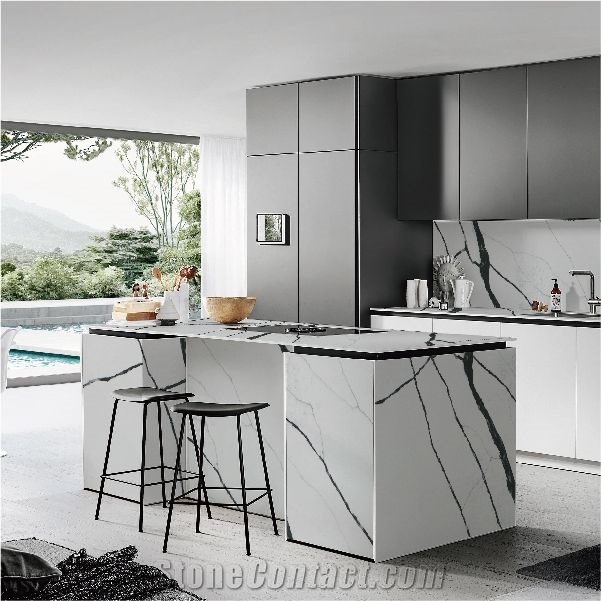Prefab Design Calacatta Quartz Kitchen Countertop