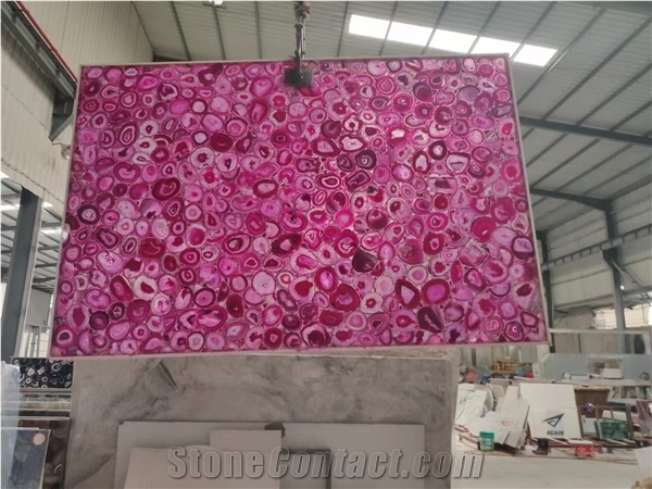 Pink Agate Semi-Precious Stone Slabs-China