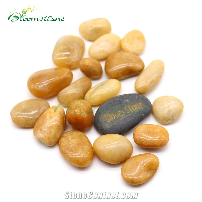 High Polished Yellow Natural Stone Pebbles