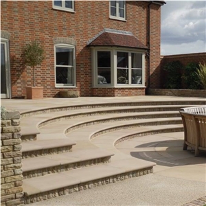 Mint Yellow Sandstone Step Tread - Natural Stone Bullnosed