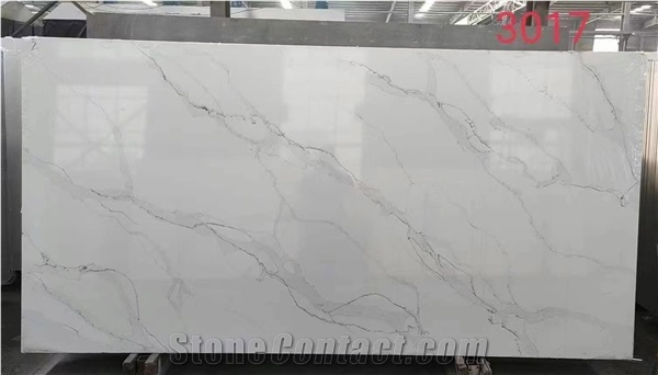 AMQ-3017 Quartz,Artificial Stone,Calacatta White Quartz