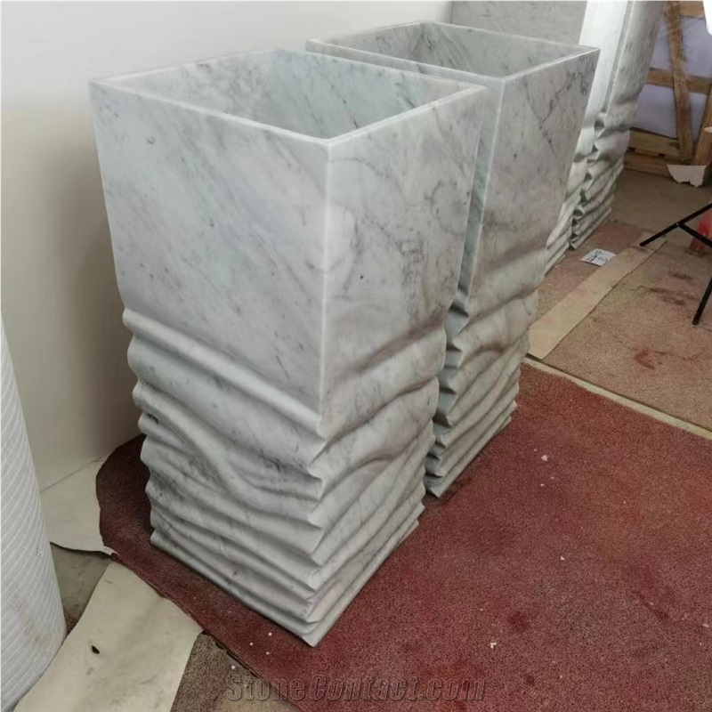 Carrara White Marble Pedestal Sinks