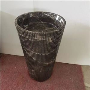Grey Marble Stone Sinks, Dark Grey Marble Pedestal Wash Basins