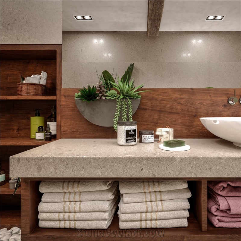 Noble Concrete Grey Matt Quartz Bathroom Vanity Unit