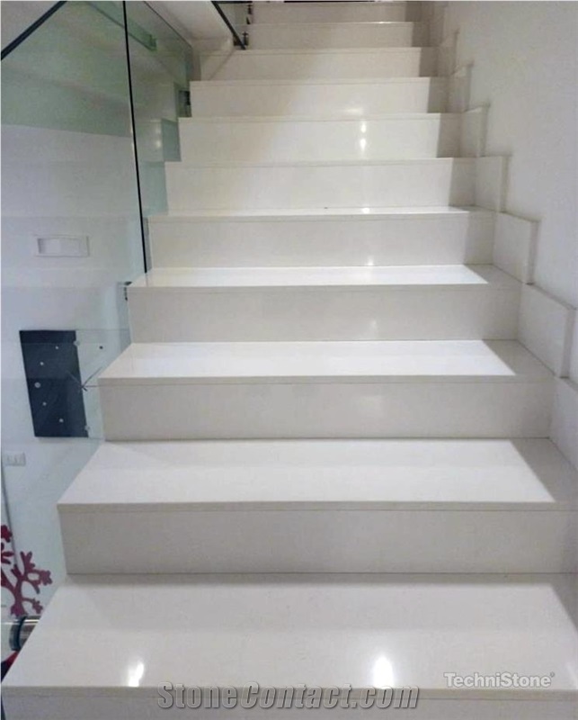 Crystal Polar White Quartz Stair Steps And Risers