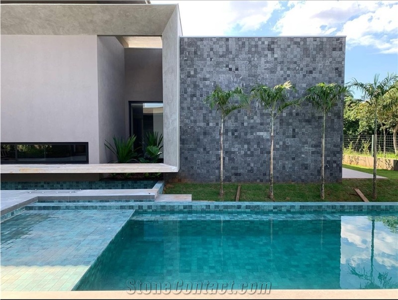 Natural Sukabumi Green Stone 10 X 10Cmm Pool Tiles