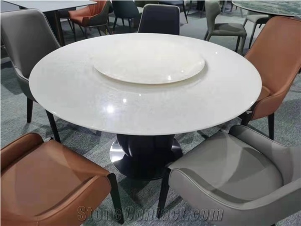 Colombia White Marble  Elegant White Table  Cafe Table Top