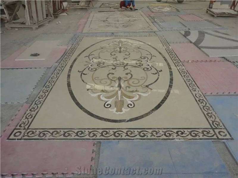 Interior Flooring Decoration Waterjet Medallion Marble Inlay Pattern