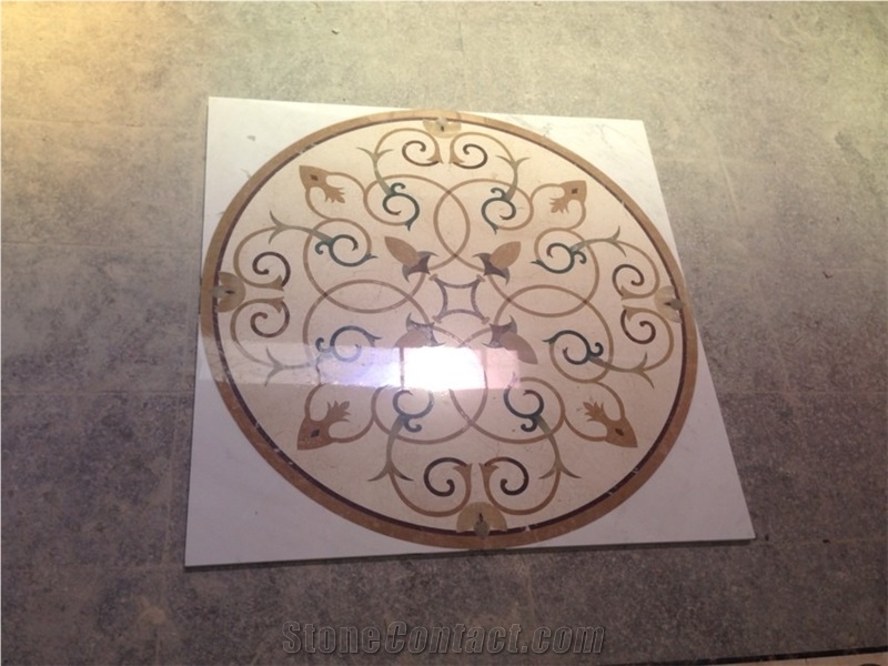 Natural Marble Inlay Waterjet Cut Medallions Flooring  Decoration