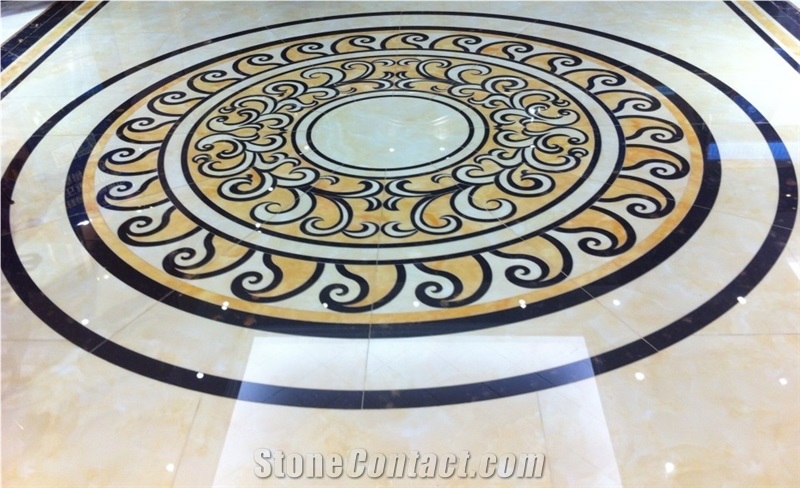 Natural Marble Inlay Waterjet Cut Medallions Flooring  Decoration