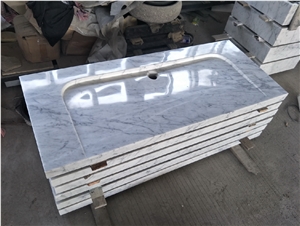 China Guangxi White Marble Bathroom Vanity Top