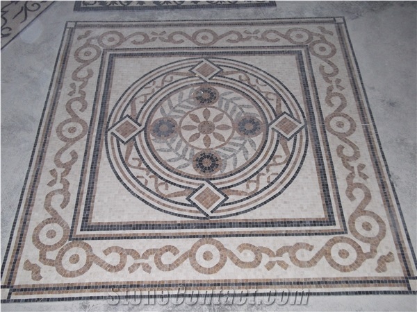 Natural Stone Mosaic Decoration Villa Interior Medallions