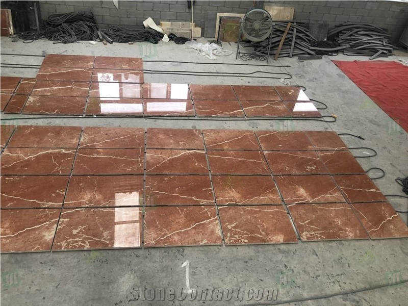 Polished Natural Rose Alicante Red Marble Flooring Tiles