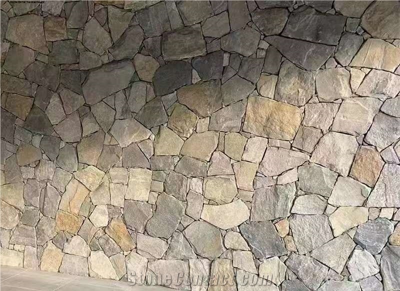 Multicolor Natural Slate Random Shape Wall Cladding Stone