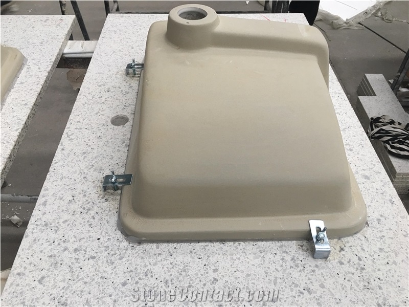 Glass Quartz Solid Stone Bathroom Tops With Square Basins