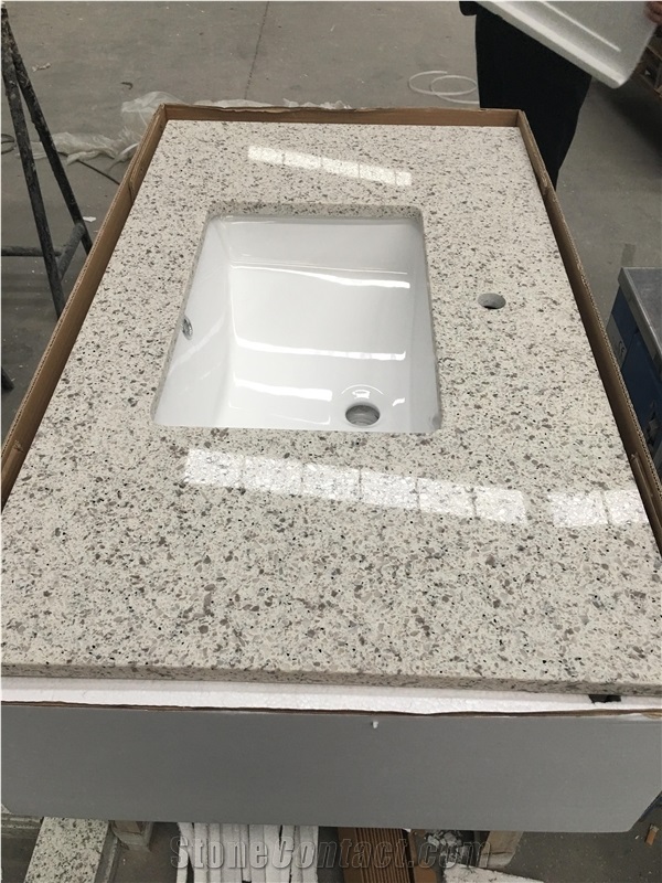 Glass Quartz Solid Stone Bathroom Tops With Square Basins