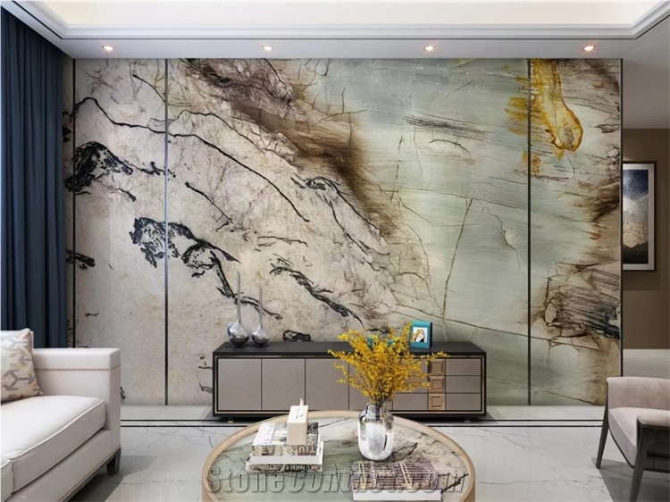 Bookmatched Natural Quartzite Stone Slab For Wall