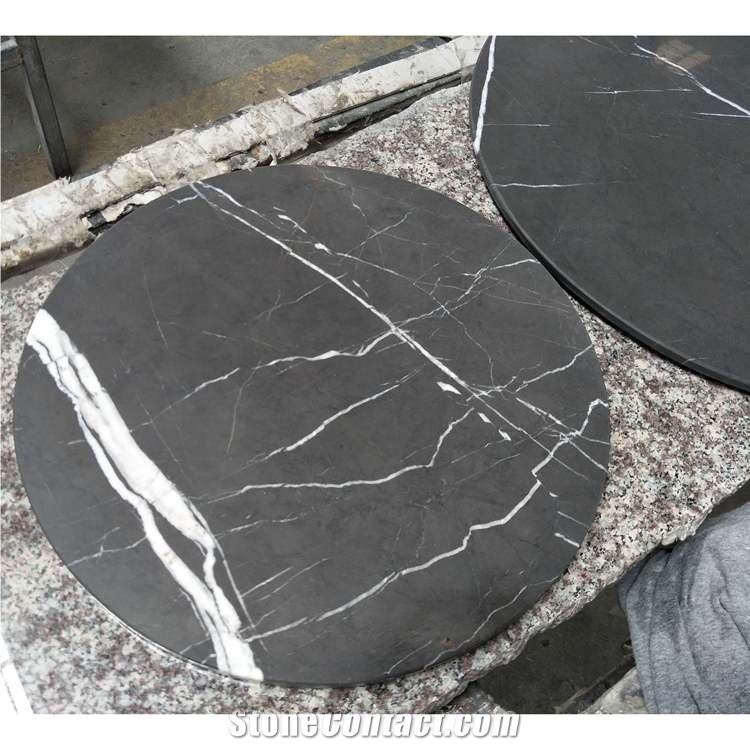 Pietra Gray Marble Tops Honed Surface Round For Coffee Table