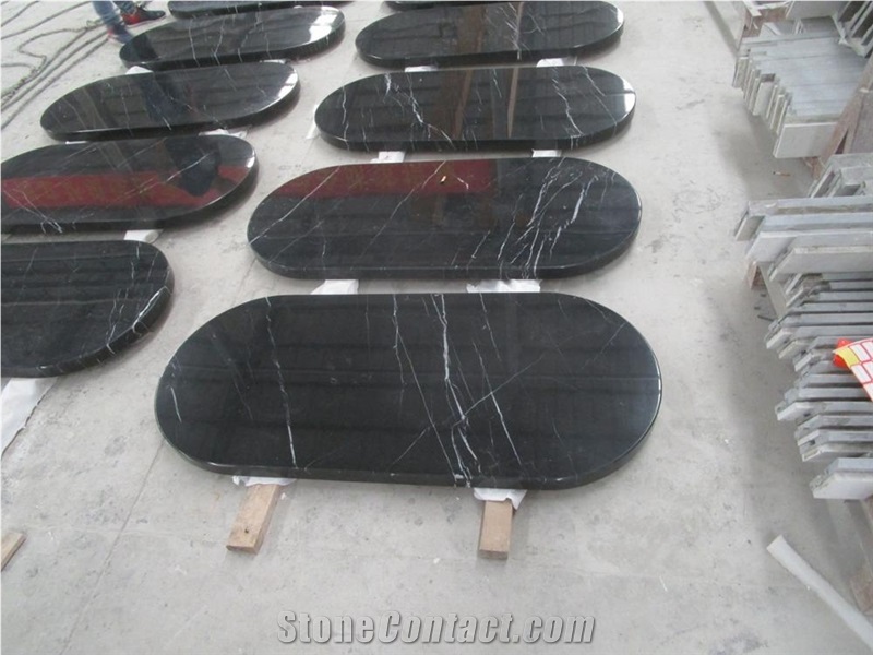 Guangxi Black Marquina Marble Rectangle Polished Table Top