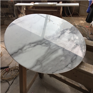 Beautiful Stone Color Round Marble Coffee Table Top