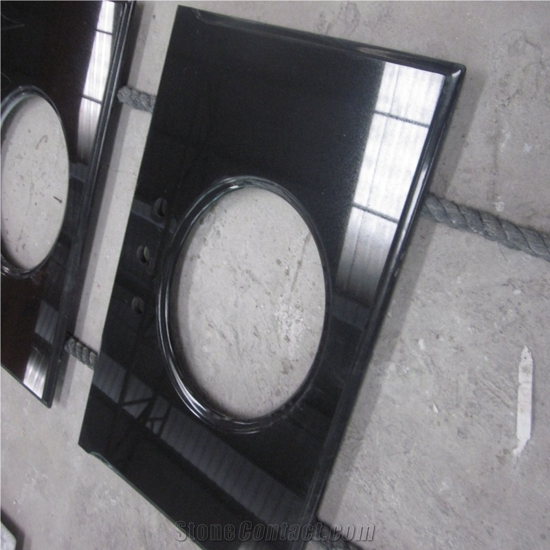 Custom Design Prefab Black Bathroom Granite Vanity Top