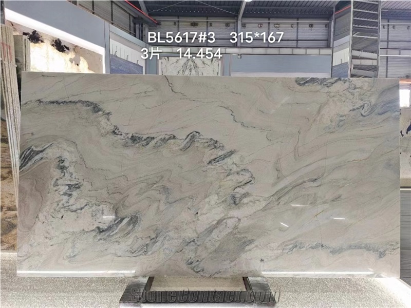 Grey Color With Black Veins Natural Quartzite Slab For Wall