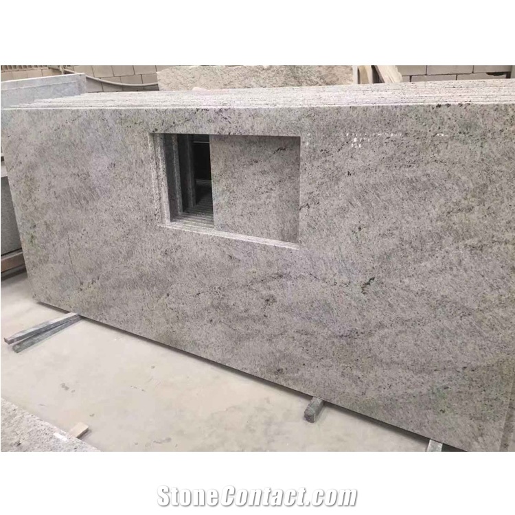 Kashmir White Granite Kitchen Countertop With Square Sink